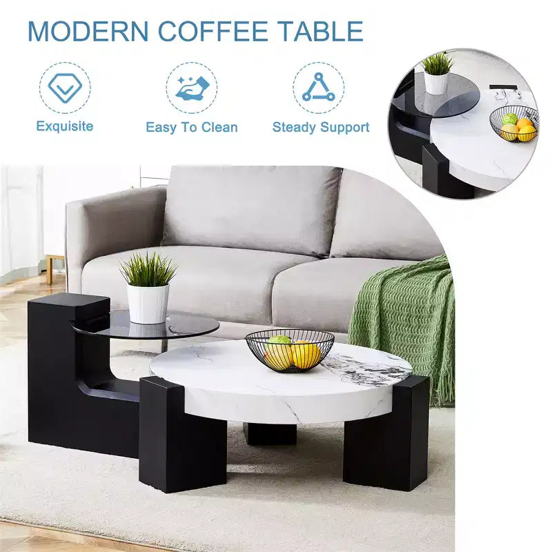 2-Tier Detachable Coffee Table, Space-Saving End Table for Living Room/Bedroom