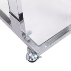 Table d'appoint moderne en verre avec pieds en acrylique, en C avec base en métal chromé