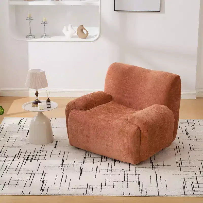Modern Oversized Chenille Sofa Chair with Armrest, Deep Seat Single Sofa for Living Room, Apartment, Guestroom