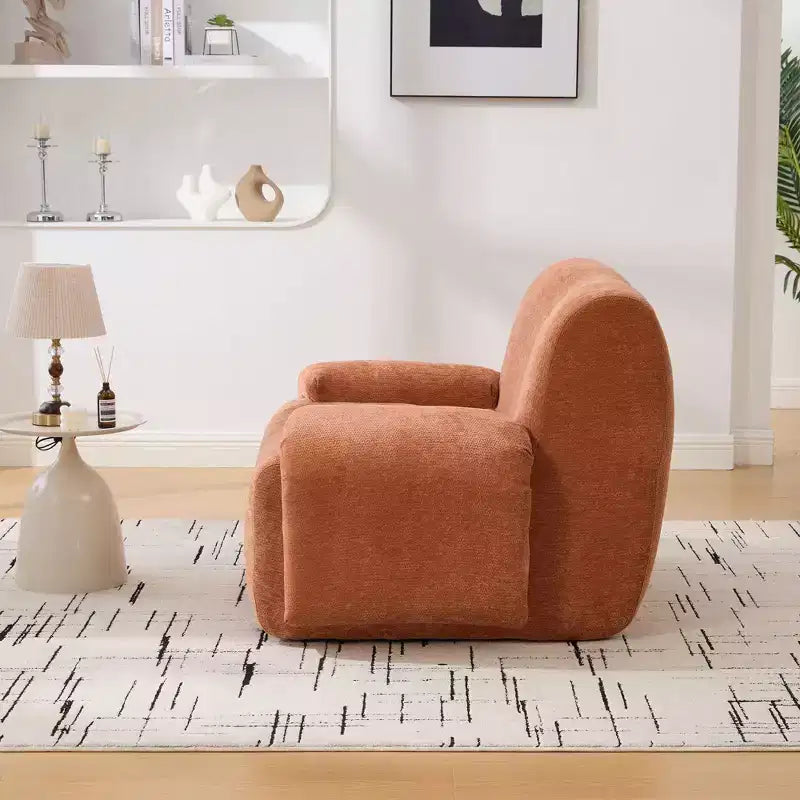 Modern Oversized Chenille Sofa Chair with Armrest, Deep Seat Single Sofa for Living Room, Apartment, Guestroom