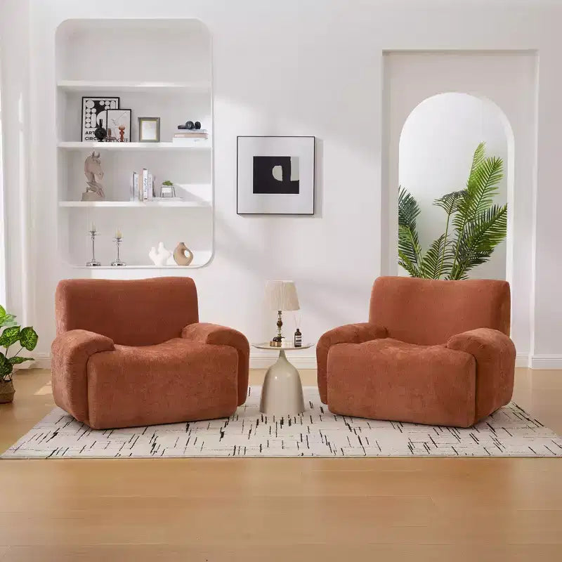 Modern Oversized Chenille Sofa Chair with Armrest, Deep Seat Single Sofa for Living Room, Apartment, Guestroom