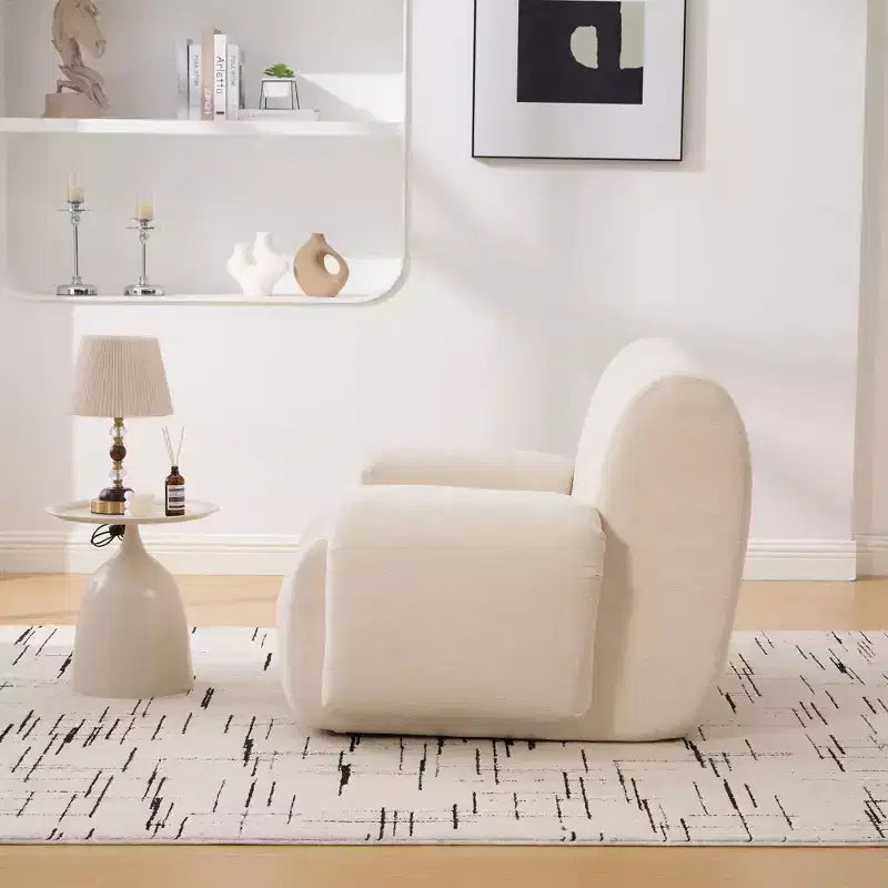 Modern Oversized Chenille Sofa Chair with Armrest, Deep Seat Single Sofa for Living Room, Apartment, Guestroom