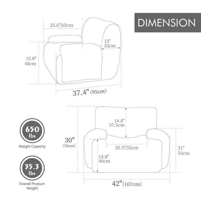 Modern Oversized Chenille Sofa Chair with Armrest, Deep Seat Single Sofa for Living Room, Apartment, Guestroom