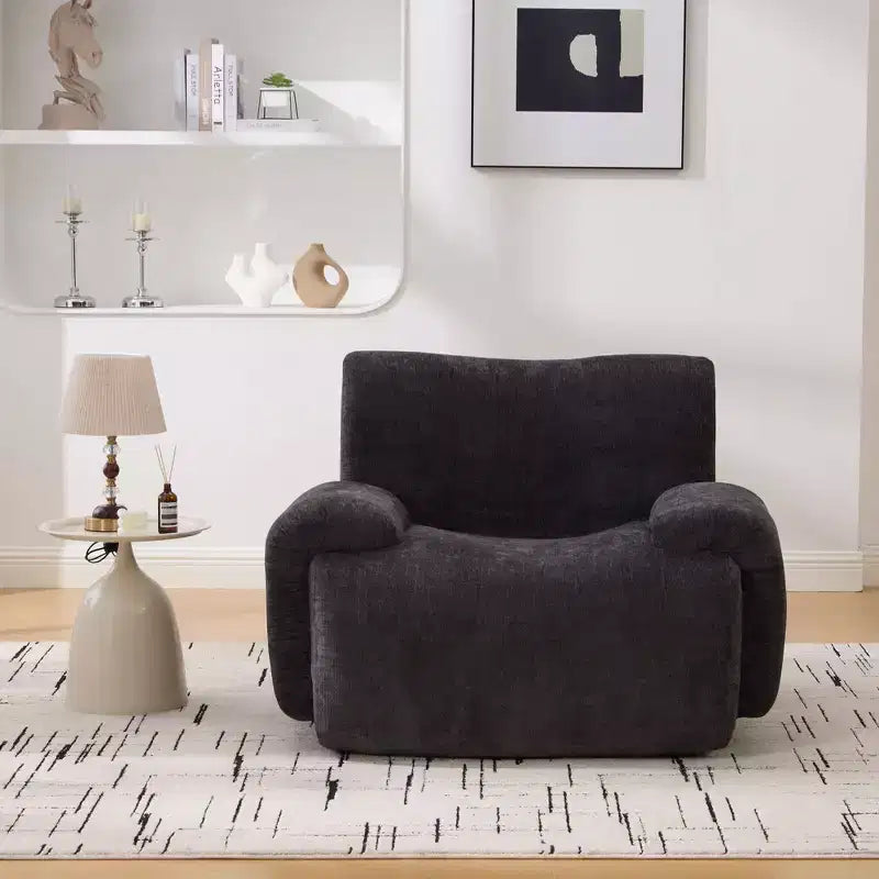 Modern Oversized Chenille Sofa Chair with Armrest, Deep Seat Single Sofa for Living Room, Apartment, Guestroom