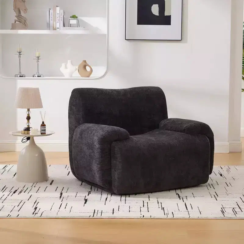 Modern Oversized Chenille Sofa Chair with Armrest, Deep Seat Single Sofa for Living Room, Apartment, Guestroom