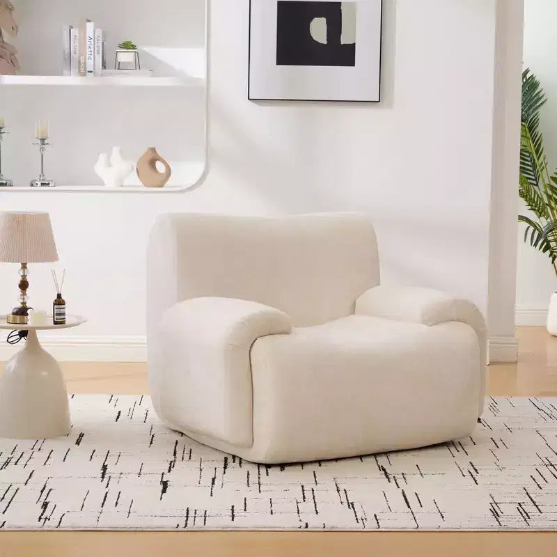 Okak Modern Oversized Chenille Cloud Boneless Sofa Chair with Armrest,Deep Seat Single Sofa for Living Room,Apartment,Guestroom