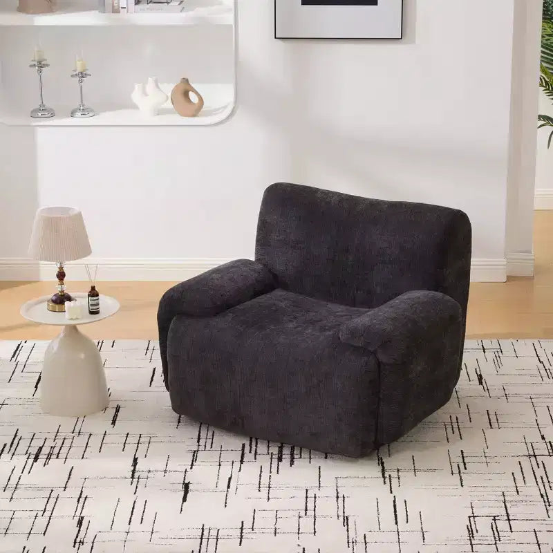 Modern Oversized Chenille Sofa Chair with Armrest, Deep Seat Single Sofa for Living Room, Apartment, Guestroom