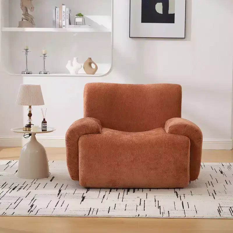 Modern Oversized Chenille Sofa Chair with Armrest, Deep Seat Single Sofa for Living Room, Apartment, Guestroom