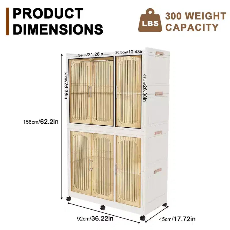 Portable Wardrobe Closet with Magnetic Door & Hanging Rod
