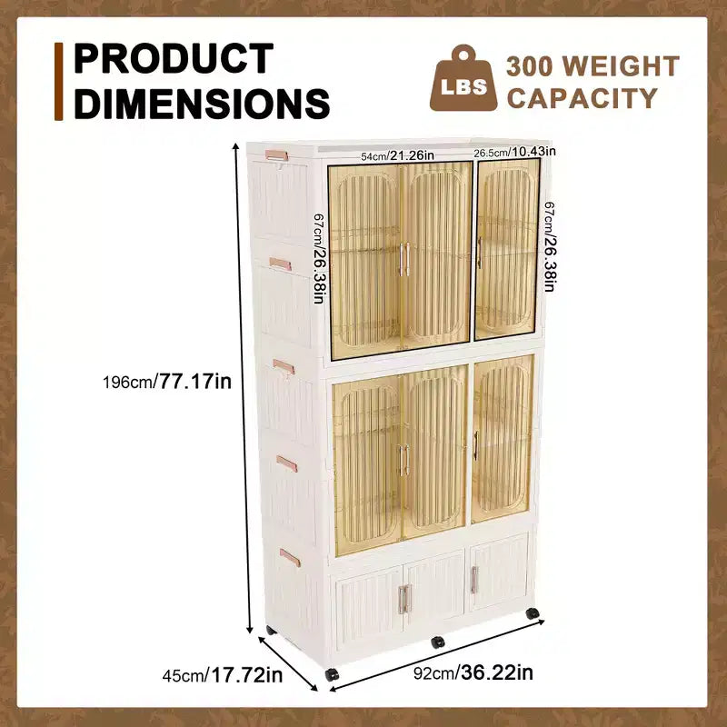 Portable Wardrobe Closet with Magnetic Door & Hanging Rod
