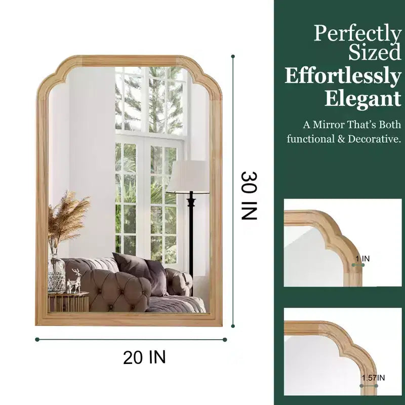 20x30 Solid Wood Frame Decorative Mirror with Rounded Corners