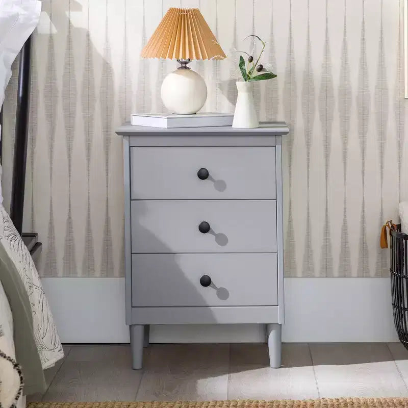 Classic 3-Drawer Solid Wood Nightstand - White