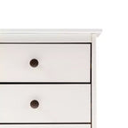 Table de chevet classique en bois massif à 3 tiroirs - Blanc