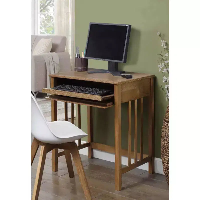 HomeStock 29 in.H Beige Color MDF Computer Desks with Open Storage Shelf