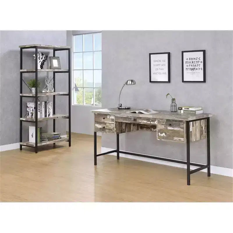 29 in.H Beige MDF Computer Desk with Open Storage Shelf