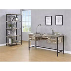 Bureau informatique en MDF beige de 29 po de hauteur avec étagère de rangement ouverte