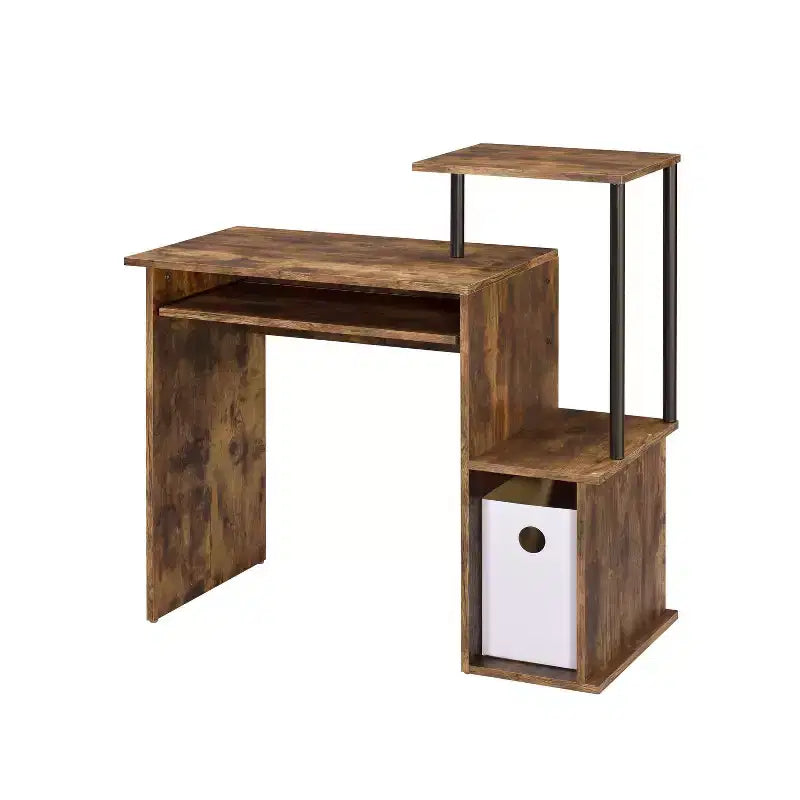 HomeStock 29.5 in.H Brown Color Paper Laminate Computer Desks with Open Storage Shelf