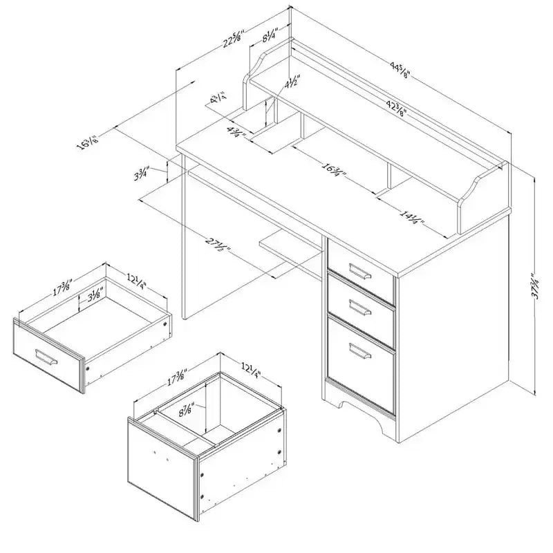 29.5 in.H Brown Color Paper Laminate Computer Desks with Open Storage Shelf