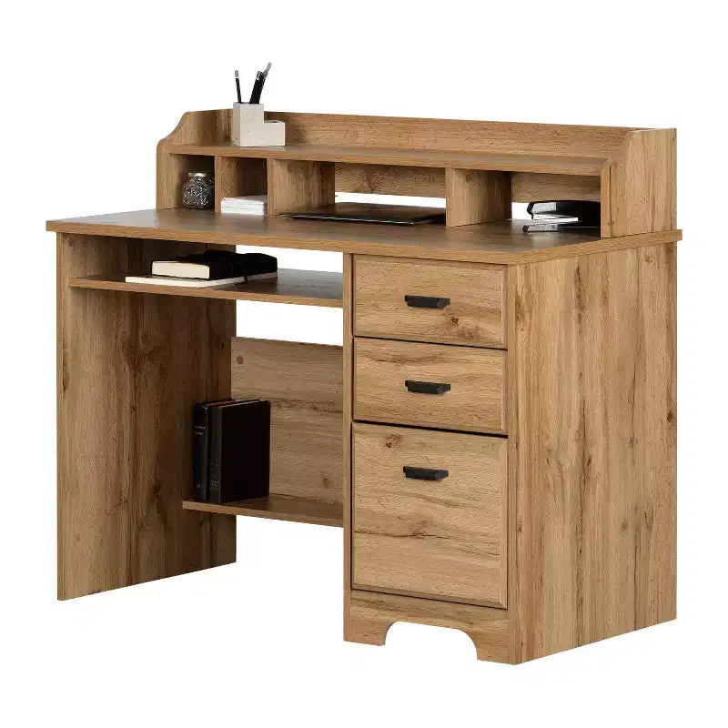 29.5 in.H Brown Color Paper Laminate Computer Desks with Open Storage Shelf