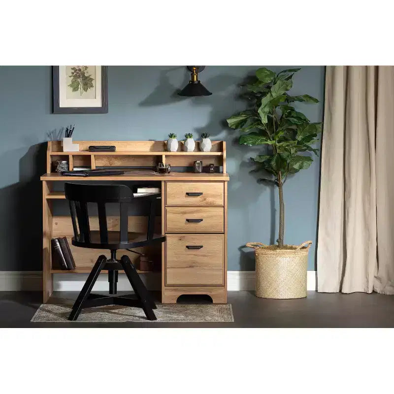 29.5 in.H Brown Color Paper Laminate Computer Desks with Open Storage Shelf