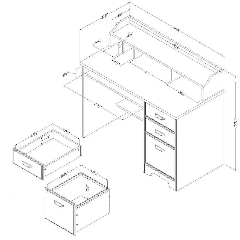 29.5 in.H Brown Color Paper Laminate Computer Desks with Open Storage Shelf
