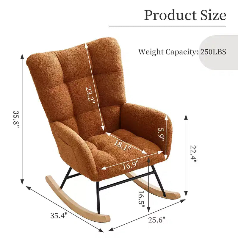 Nursery Rocking Chair Glider Rocker for Breastfeeding, Upholstered Accent Chair for Bedroom & Living Room