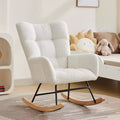 Nursery Rocking Chair, Living Room Glider Rocker for Breastfeeding, Comfy Accent Chairs for Bedroom, Plush Teddy Upholstered Armchairs Indoor