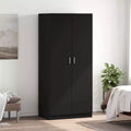 Compact Black Wardrobe – Engineered Wood