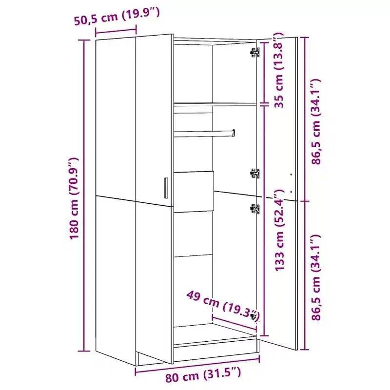 Compact Black Wardrobe – Engineered Wood