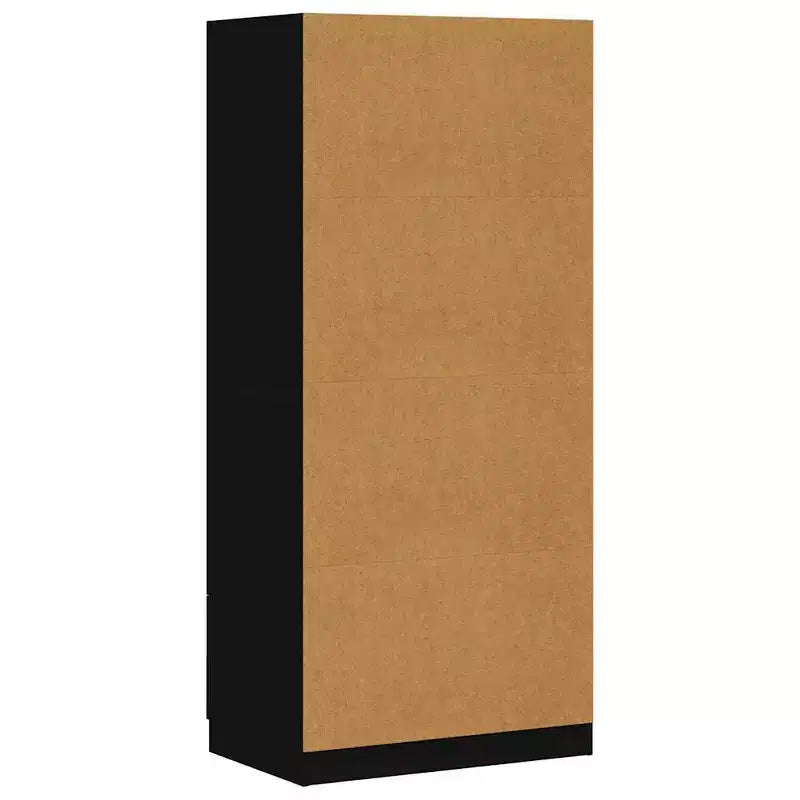 Compact Black Wardrobe – Engineered Wood