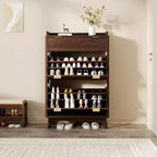 Meuble à chaussures étroit avec design cannelé, 2 tiroirs à abattant et tiroir supérieur