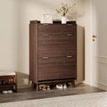GustoWave Narrow Storage Shoe Cabinet with Fluted Design with 2 Flip Drawers and Top Drawer