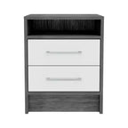 HomeRoots 20 Gray Wood Two Drawer Nightstand