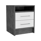 Table de chevet grise en bois à deux tiroirs de 20 po