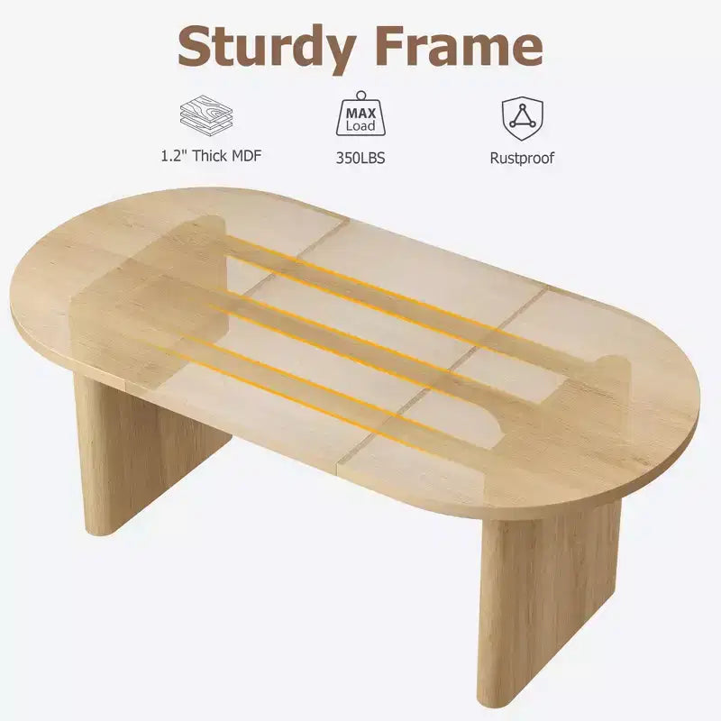 Oval Dining Table for 6-8 People, Large Kitchen Table with Thick Sturdy Wooden Base, Farmhouse Style