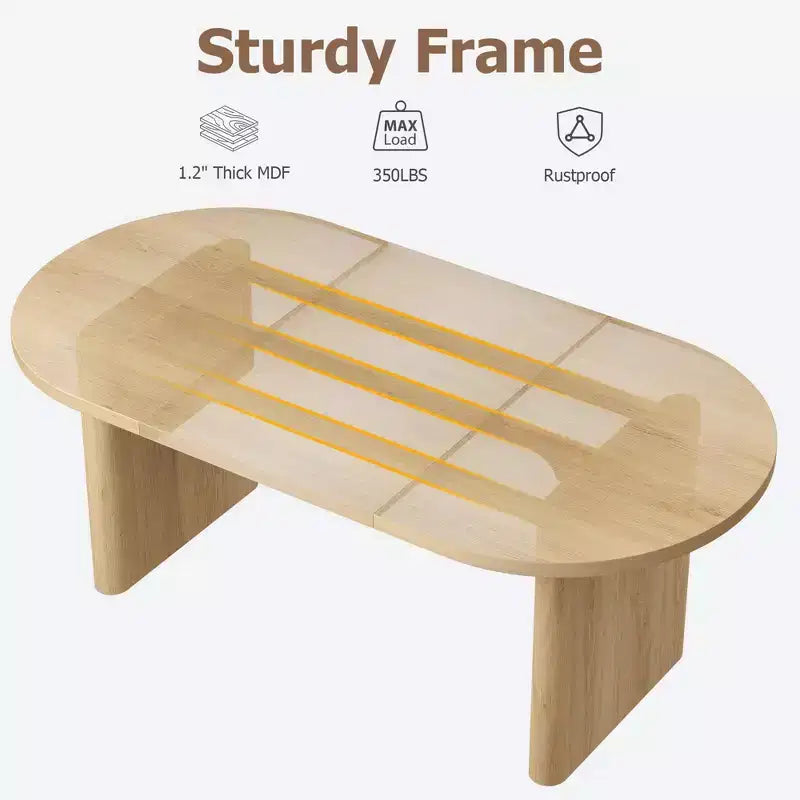 Oval Dining Table for 6-8 People, Large Kitchen Table with Thick Sturdy Wooden Base, Farmhouse Style