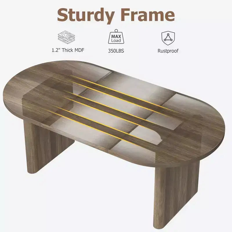 Oval Dining Table for 6-8 People, Large Kitchen Table with Thick Sturdy Wooden Base, Farmhouse Style