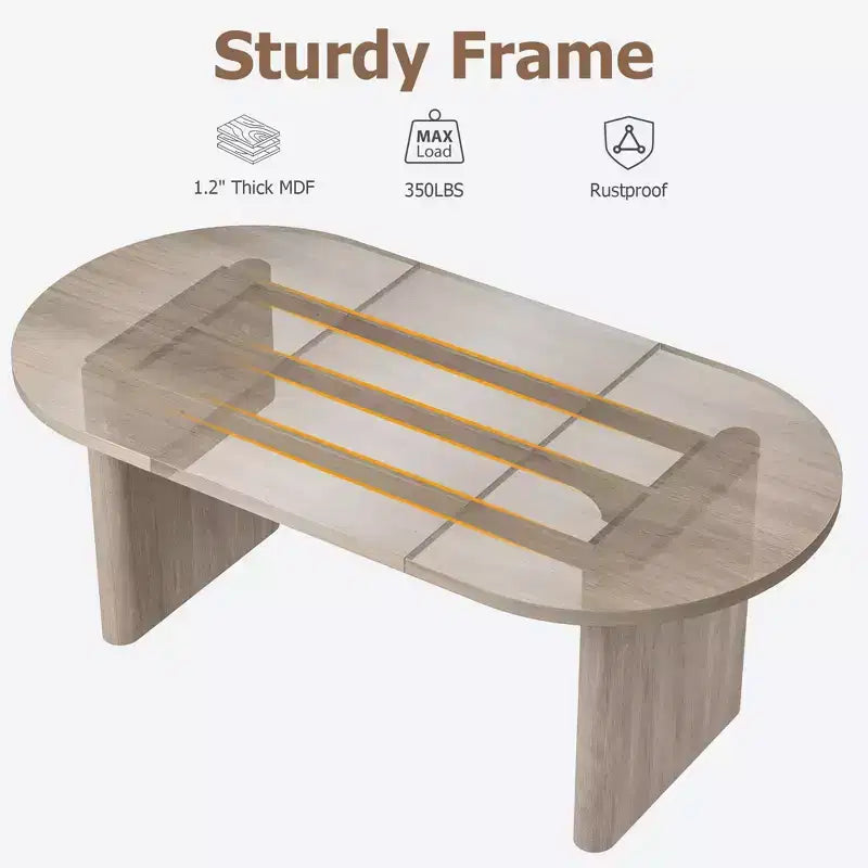Oval Dining Table for 6-8 People, Large Kitchen Table with Thick Sturdy Wooden Base, Farmhouse Style