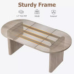 Table à manger ovale pour 6-8 personnes, Grande table de cuisine avec base en bois épaisse et robuste, Style ferme
