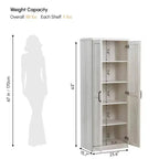 Garde-manger de cuisine 2 portes de 160 cm, meuble de rangement autoportant avec 5 étagères et 2 étagères réglables pour salle à manger