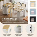 Table à manger extensible Whisen, table îlot mobile roulante avec 3 rallonges amovibles, meuble de rangement