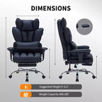 Fauteuil de bureau pour personnes fortes et grandes avec repose-pieds, fauteuil de jeu à dossier haut, fauteuil de bureau exécutif en cuir, fauteuil de bureau ergonomique avec support lombaire