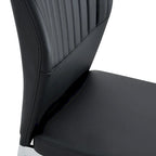 Ensemble de 6 chaises de salle à manger de luxe simples en PU haute résilience avec pieds en métal argenté, chaises d'appoint sans accoudoirs pour cuisine