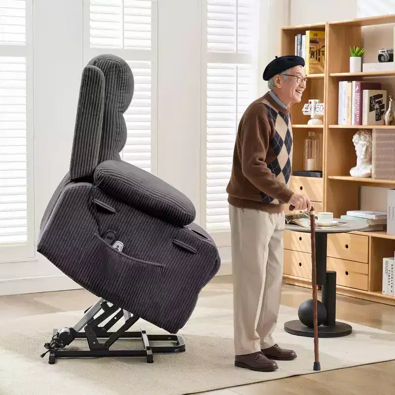 Fauteuil inclinable releveur avec massage et chauffage, fauteuils inclinables électriques surdimensionnés, siège de cinéma maison avec 2 porte-gobelets latéraux, fauteuil simple inclinable à bascule