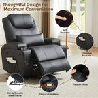 Fauteuil inclinable électrique avec fonction releveur, massage et chauffage Bestier 34,6 po, fauteuil inclinable en similicuir avec poches latérales et porte-gobelets