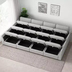 Module Pouf Ottoman Belffin en Chenille - Repose-Pieds de Rangement Modulaire avec Tissu Doux pour la Peau et Conception à Installation Rapide