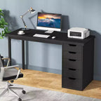Bureau d'ordinateur Lantine avec 5 tiroirs, bureau moderne et simple de 119 cm pour la maison, le bureau et l'étude, idéal pour les petits espaces