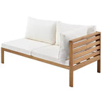 Ensemble de canapé d'angle d'extérieur Polibi Acacia avec table basse assortie
