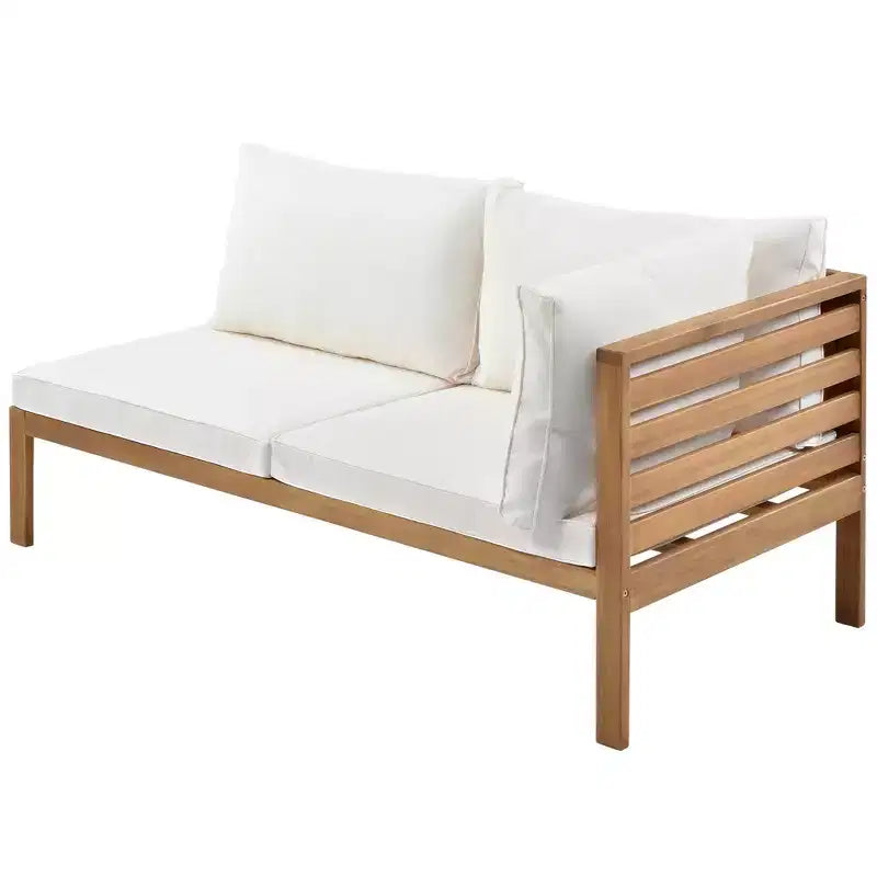 Ensemble de canapé d'angle d'extérieur Polibi Acacia avec table basse assortie