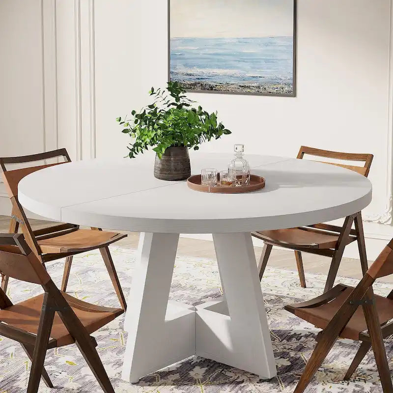 Table à manger ronde de 47 pouces pour 4 personnes, table de salle à manger en bois pour cuisine, salle à manger, salon - N/A